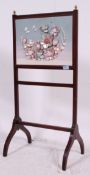 An Edwardian mahogany shellwork and silk
