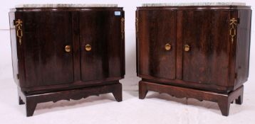 A pair of 1930's Art Deco walnut and mar