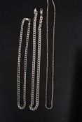 A collection of gentlemans silver neckla