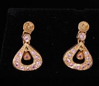 A pair of Yellow Gold and Diamond earrin