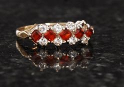 A 9ct gold ladies diamond and ruby stone