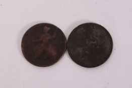 A 1731 George 2nd halfpenny.  Laureate a