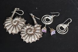 A collection of ladies silver earrings t