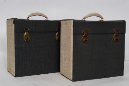 A matching pair of vintage / retro two tone record carry cases by Selecta