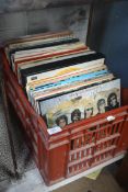 A large collection of vinyl records of a