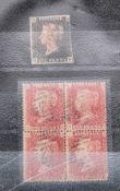 GB STAMPS; 1d Penny Black (3 margins) with red Maltese cross.