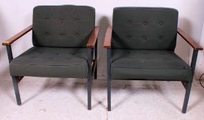 A good pair of retro 1970's industrial style school armchairs /  tubular metal office chairs with
