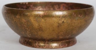 A 19th century Bronze / Brass Chinese censer / ding of squat low circular form