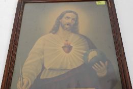A vintage framed and glazed picture of Jesus Christ