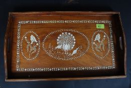 A 20th century carved bone inlaid serving / butlers tray.