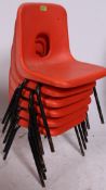 A set of retro 1970's Hille Furniture childs vibrant orange stacking chairs,