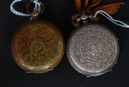 A Victorian silver hallmarked open face pocket watch bearing retailers name for Heitzman & Sons