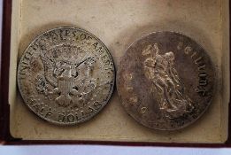 1964 silver half dollar together with  a Pearse Silver Ten Shillings (Easter 1916) Commemorative