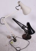 A retro 20th century white Herbert Terry / anglepoise lighting co desk lamp together with another.