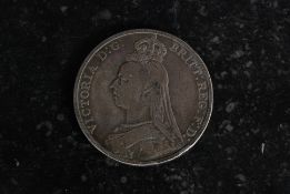 COINS; A Victorian silver crown coin,