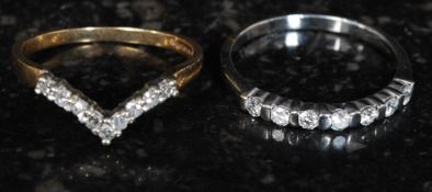 Two 9ct gold and diamond ladies rings