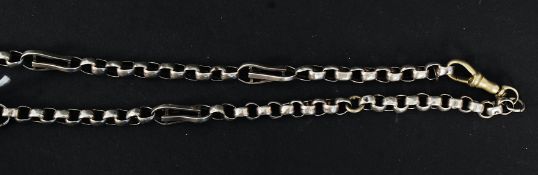 A pocket watch / fob watch Albert chain, tested as silver, although unmarked.