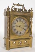 A Victorian brass mantel clock, makers James Muirhead & Sons, Paris.