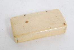 A 19th century Ivory snuff box vesta. Of rectangular form having hinged top to rear.