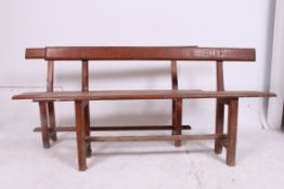 2 early 20th century French pine pig benches / refectory settles benches,