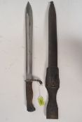 A World War One German Model M1898/05 Butchers Bayonet complete with the metal scabbard.