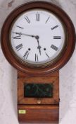 A 19th century mahogany and walnut drop dial station wall clock.