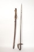 A Victorian Officer's Sword complete with the metal scabbard.