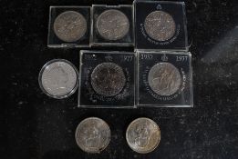 COINS; A vintage English 25p coin, along with a £2 coin.