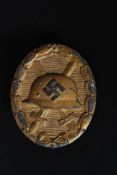WWII Second World War Third Reich Nazi ' Wound Badge ,' gold colour.