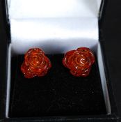 A pair of amber style ladies jewellery earrings.