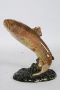 A 20th century ceramic figurine of a Rainbow Trout, stamped 'Beswick' to the underside.
