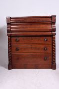 A Victorian large mahogany Scottish barleytwist chest of drawers.