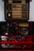 Two vintage assorted boxes of costume jewellery, comprising of 2x jewellery boxes,