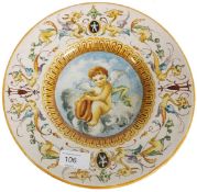 A rare and unusual 19th century Cantagalli style hand painted Majolica dish,