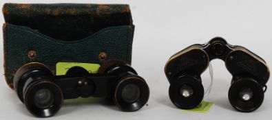 2 pairs of early 20th century opera glasses - miniature binoculars, one marked for Goerz,