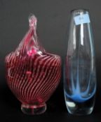Two 20th century studio glass vases, one in the style of Mdina,
