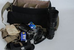 An Olympus OMI 35mm camera lenses