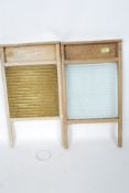 Two vintage / retro Irish made industrial washboards, each made of wood with metal centres.
