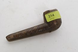A vintage Leich & Co clay pipe  in un-associated case together with a cased pipe stem and a bone