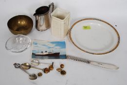 A collection of Cunard and Pacific Steam Navigation Company items to include P&O buttons,