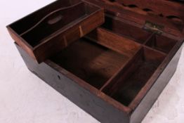 A Victorian oak sailors diddy box having compartment interior with hinged top,
