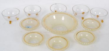 A fabulous retro Australian bobble/mottled glass trifle set together with another