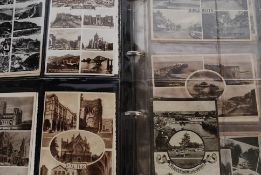 POSTCARDS; Approx 400 UK Multi-view postcards in large green album.