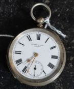 An early 20th century Kendal & Dent ' fine silver ' cased pocket watch, London.