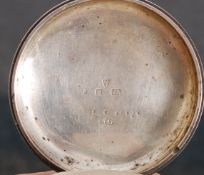 A silver hallmarked pocket watch having enamel face with subsiduary seconds dial by M Cohen & Co of