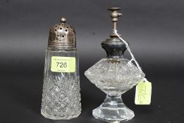 A silver hallmarked and cut glass perfume atomiser, marked Sterling Silver.