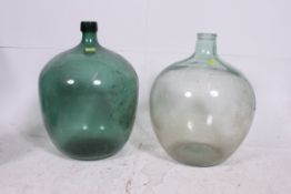 2 vintage 20th century acid carboy's one green glass,