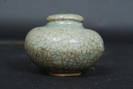 An early style Celadon crackle glaze Chinese brush pot / inkwell