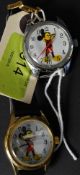 2 vintage Mickey Mouse mechanical wristwatch / wristwatches, one being stainless steel,