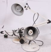 2 20th century Industrial Herbert Terry anglepoise lamps having pendant shades with terraced